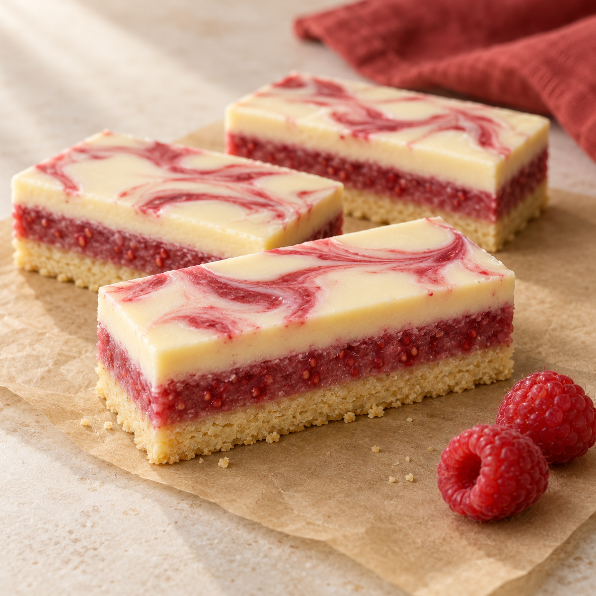 Raspberry White Chocolate Slice