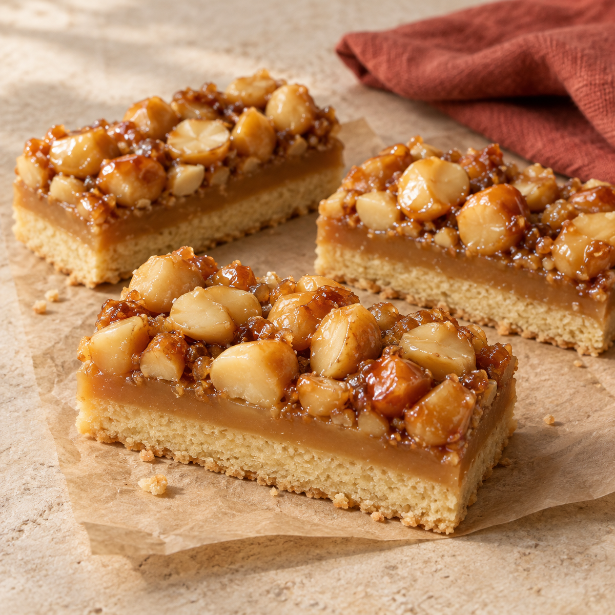 Caramelised Macadamia Slice